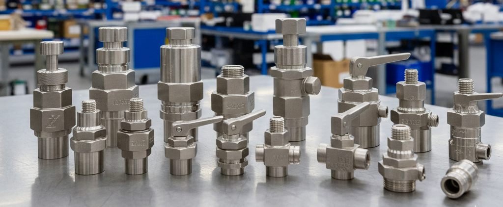 Straight and angle pattern stainless steel needle valves for high pressure flow control